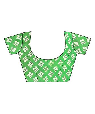 Green Art Silk Printed Saree With Blouse For Women 4