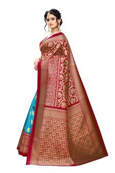 Red Art Silk Printed Saree With Blouse For Women