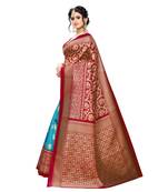 Red Art Silk Printed Saree With Blouse For Women