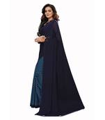 Blue Georgette Printed Saree With Blose For Women