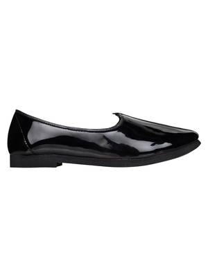 Vardhra Men's Black Patent Leather Casual Mojari/Jutti 2