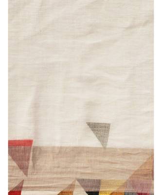 White & Mustard Yellow Pure Linen Printed Bhagalpuri Handloom Saree 3