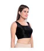 Salwar Studio Women's Black Art Silk Readymade Saree Blouse