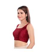 Salwar Studio Women's Maroon Art Silk Readymade Saree Blouse