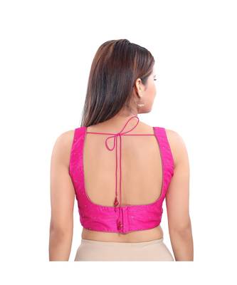Salwar Studio Women's Pink Art Silk Readymade Saree Blouse 2