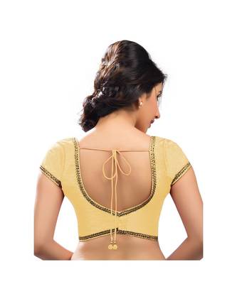 Salwar Studio Women's Cream Art Silk Readymade Saree Blouse 2