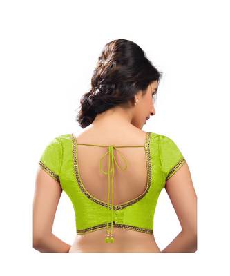 Salwar Studio Women's Pista Green Art Silk Readymade Saree Blouse 2