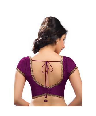 Purple Art Silk Lace Embroidered Traditional Ready Made Blouse 1