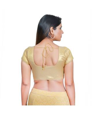 Salwar Studio Women's Gold Polyester Readymade Saree Blouse 2