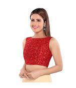 Salwar Studio Women's Red Jacquard Readymade Saree Blouse