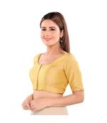 Salwar Studio Women's Gold Art Silk Readymade Saree Blouse