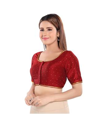 Salwar Studio Women's Maroon Art Silk Readymade Saree Blouse 1