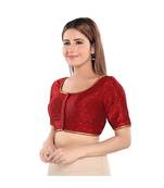 Salwar Studio Women's Maroon Art Silk Readymade Saree Blouse