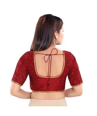 Salwar Studio Women's Maroon Art Silk Readymade Saree Blouse 2