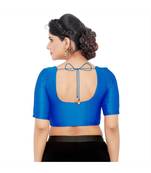 Salwar Studio Women's Dark Blue Art Silk Readymade Saree Blouse