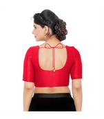 Salwar Studio Women's Red Art Silk Readymade Saree Blouse