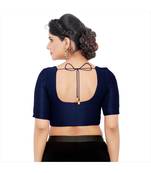 Salwar Studio Women's Navy Blue Art Silk Readymade Saree Blouse