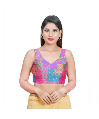 Salwar Studio Women's Rama Green Jacquard Readymade Saree Blouse 2