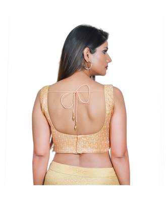 Salwar Studio Women's Peach Jacquard Readymade Saree Blouse 2