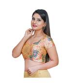 Salwar Studio Women's Pista Green Jacquard Readymade Saree Blouse