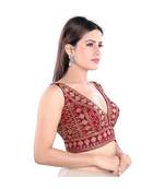 Maroon Art Silk Golden Embroidered Readymade Blouse