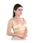 Salwar Studio Women's Gold Silk Readymade Saree Blouse