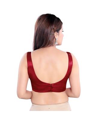 Salwar Studio Women's Maroon Silk Readymade Saree Blouse 2