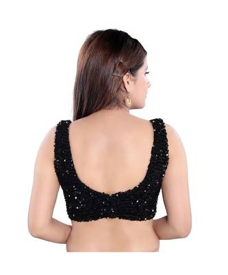 Salwar Studio Women's Black Velvet Readymade Saree Blouse 2