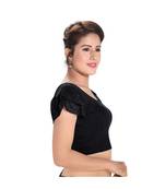 Salwar Studio Women's Black Cotton Lycra Blend Readymade Stretchable Saree Blouse