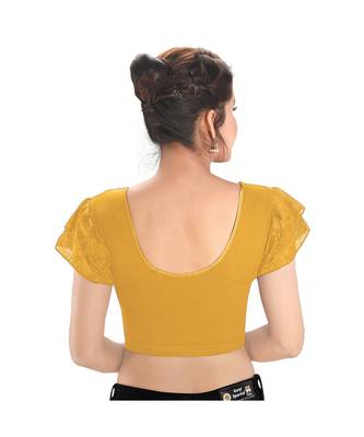 Salwar Studio Women's Gold Cotton Lycra Blend Readymade Stretchable Saree Blouse 2