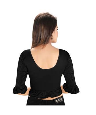 Salwar Studio Women's Black Polyester Readymade Stretchable Saree Blouse 2