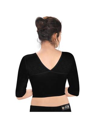 Salwar Studio Women's Black Polyester Readymade Stretchable Saree Blouse 2