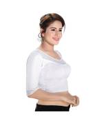 Salwar Studio Women's Silver Polyester Readymade Stretchable Saree Blouse