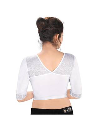 Salwar Studio Women's Silver Polyester Readymade Stretchable Saree Blouse 2