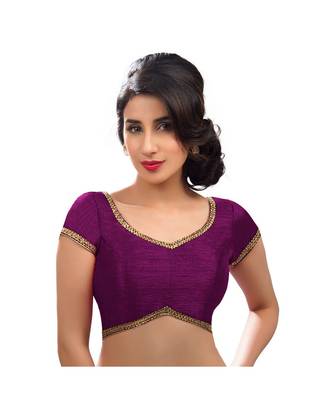 Purple Art Silk Lace Embroidered Traditional Ready Made Blouse 2