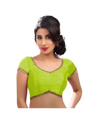 Salwar Studio Women's Pista Green Art Silk Readymade Saree Blouse 1