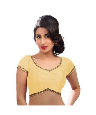 Salwar Studio Women's Cream Art Silk Readymade Saree Blouse 1