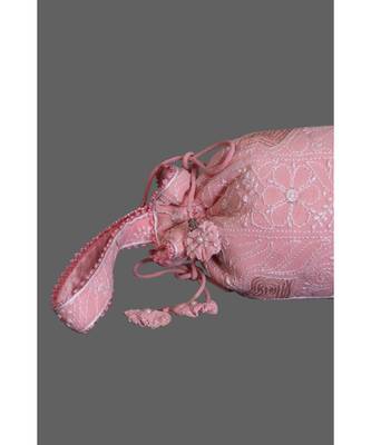 Ada Hand Embroidered Lamonade Pink Georgette Lucknow Chikankari Potli With Pearl Work-A615059 2