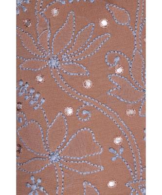 Ada Hand Embroidered Salted Caramel Brown Georgette Lucknow Chikankari Potli-A598556 3