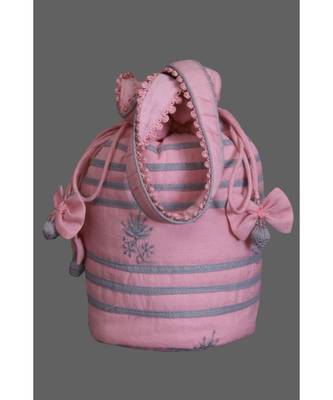 Ada Hand Embroidered Pink Cotton Lucknow Chikankari Potli-A494113 1