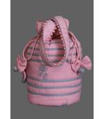 Ada Hand Embroidered Pink Cotton Lucknow Chikankari Potli-A494113