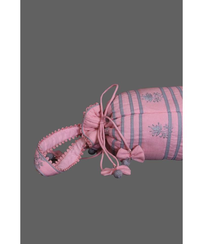 Ada Hand Embroidered Pink Cotton Lucknow Chikankari Potli-A494113