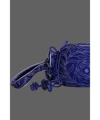 Ada Hand Embroidered Royal Blue Georgette Lucknow Chikankari Potli-A601170 2