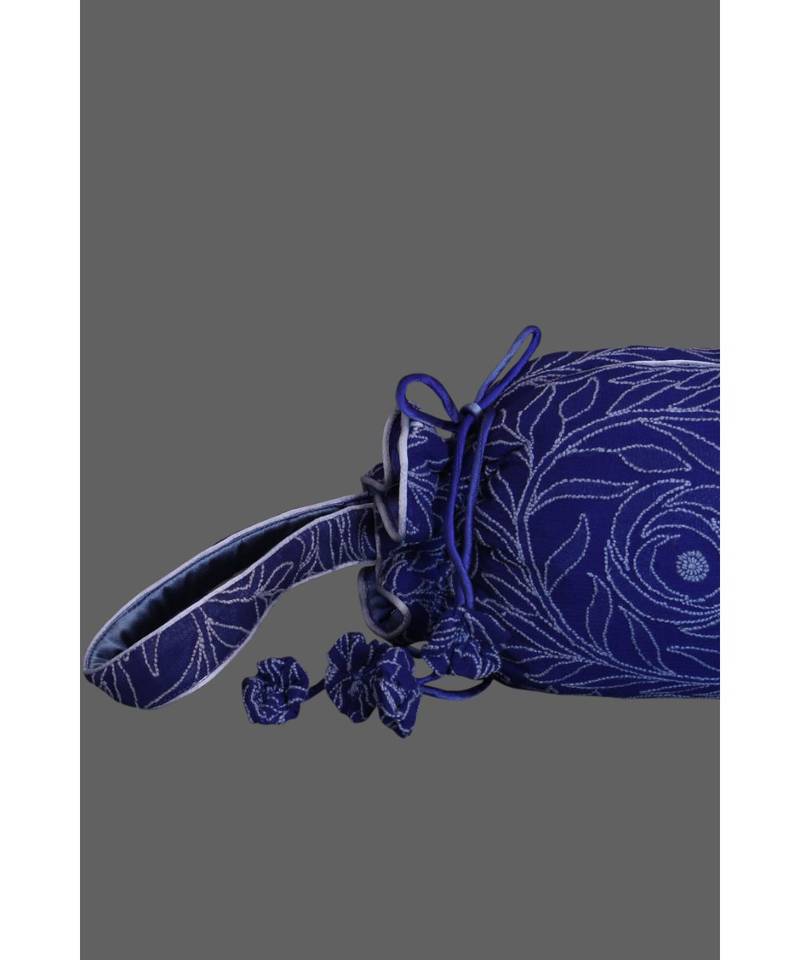 Ada Hand Embroidered Royal Blue Georgette Lucknow Chikankari Potli-A601170