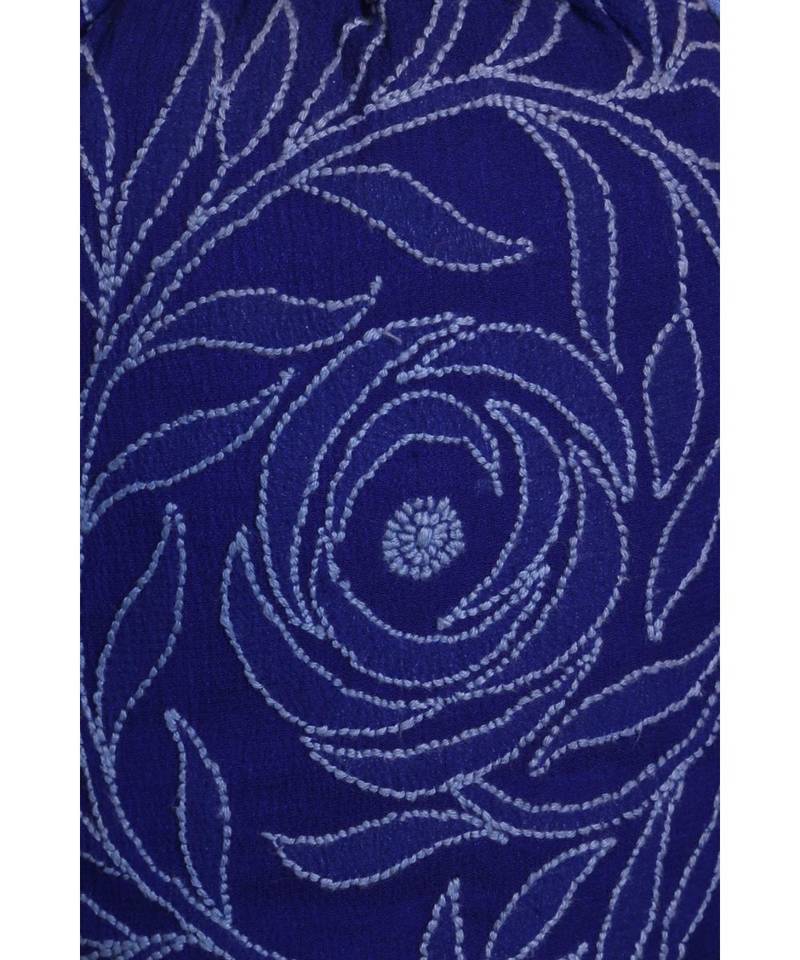 Ada Hand Embroidered Royal Blue Georgette Lucknow Chikankari Potli-A601170