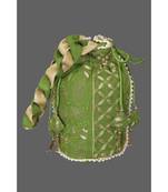 Ada Hand Embroidered Green Georgette Lucknow Chikankari Potli With Gotapatti Work-01A5497