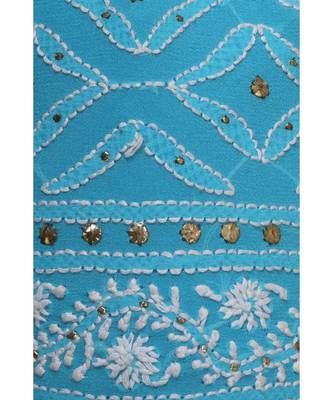 Ada Hand Embroidered Blue Georgette Lucknow Chikankari Potli With Muqaish Work-01A5494 3
