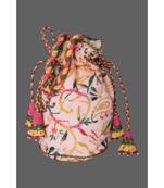 Ada Hand Embroidered Powder Pink Georgette Lucknow Chikankari Potli-01A5493