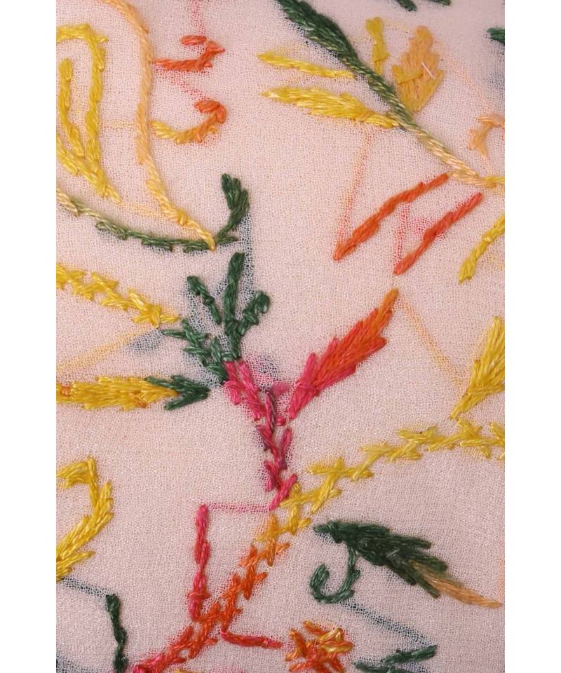 Ada Hand Embroidered Powder Pink Georgette Lucknow Chikankari Potli-01A5493