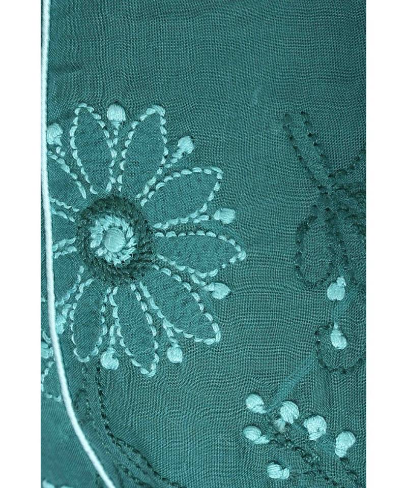 Ada Hand Embroidered Green Cotton Lucknow Chikankari Potli- A608521